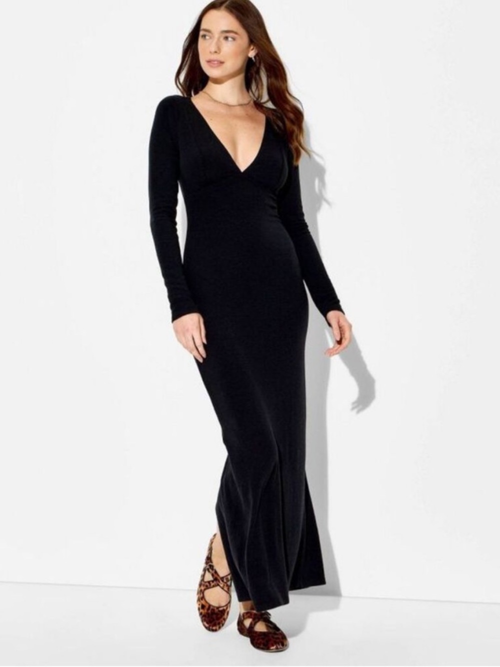 wild fable Black Strapless Long Sleeve Maxi Dress